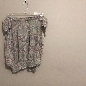 Off the shoulder printed blouse (see through)